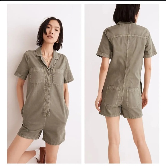 Madewell Plus Size XXL‎ Green Garment-Dyed Relaxed Coverall Romper NEW